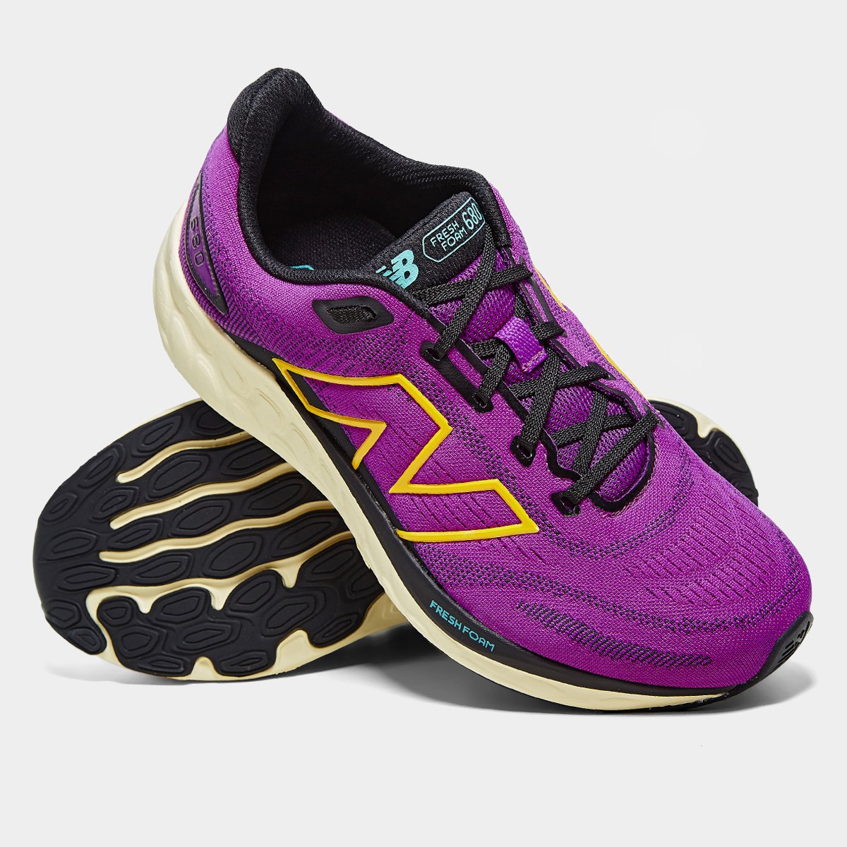 Tênis New Balance Fresh Foam 680 V8 Feminino - Violeta+Amarelo