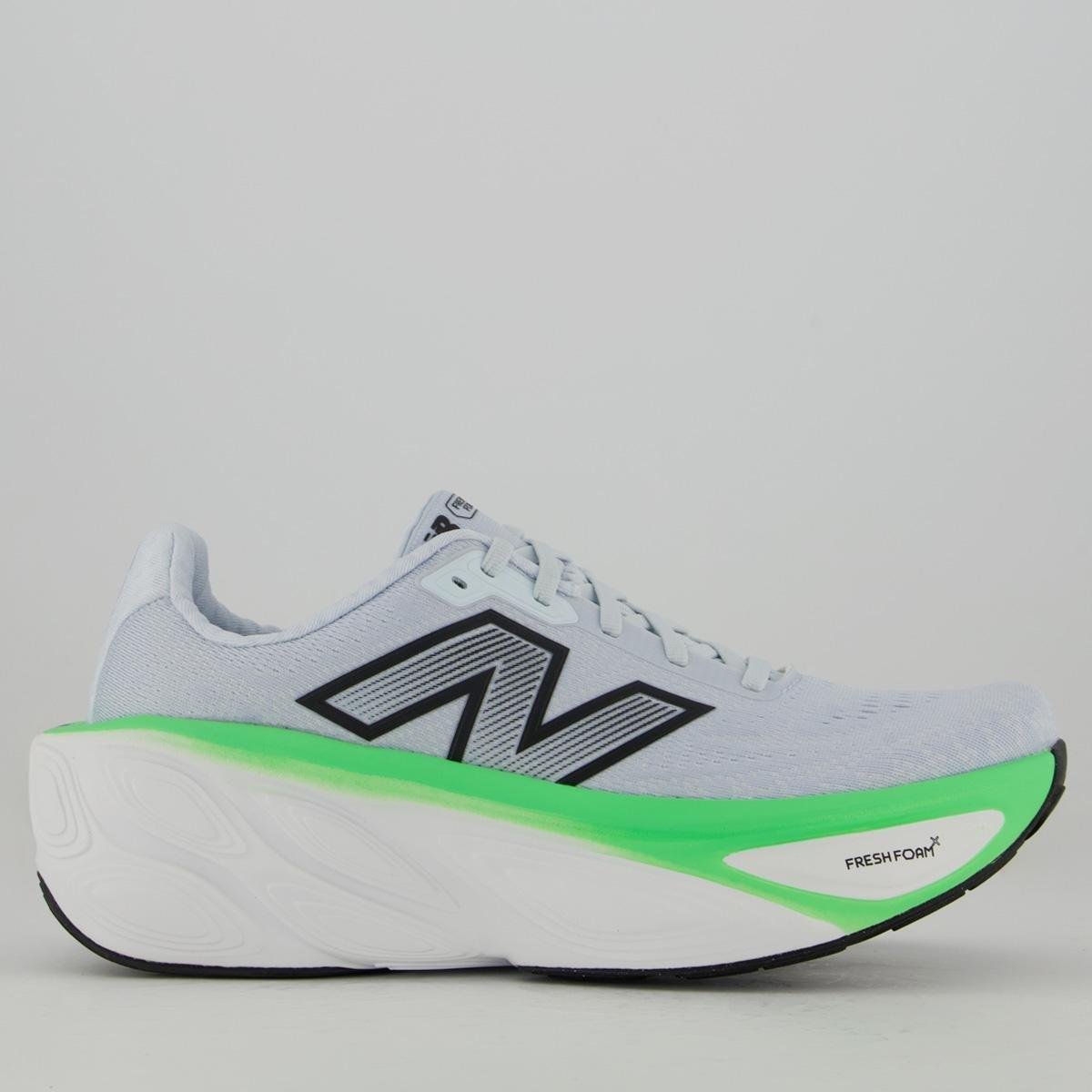 Tênis New Balance Fresh Foam X More V5 - Cinza Claro + Verde