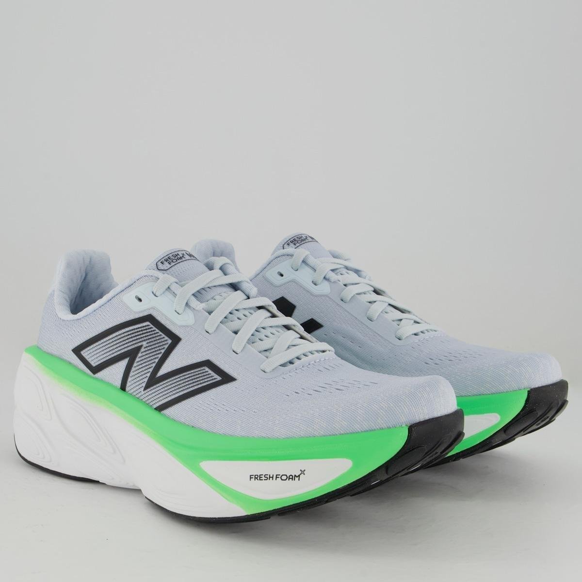 Tênis New Balance Fresh Foam X More V5 - Cinza Claro + Verde
