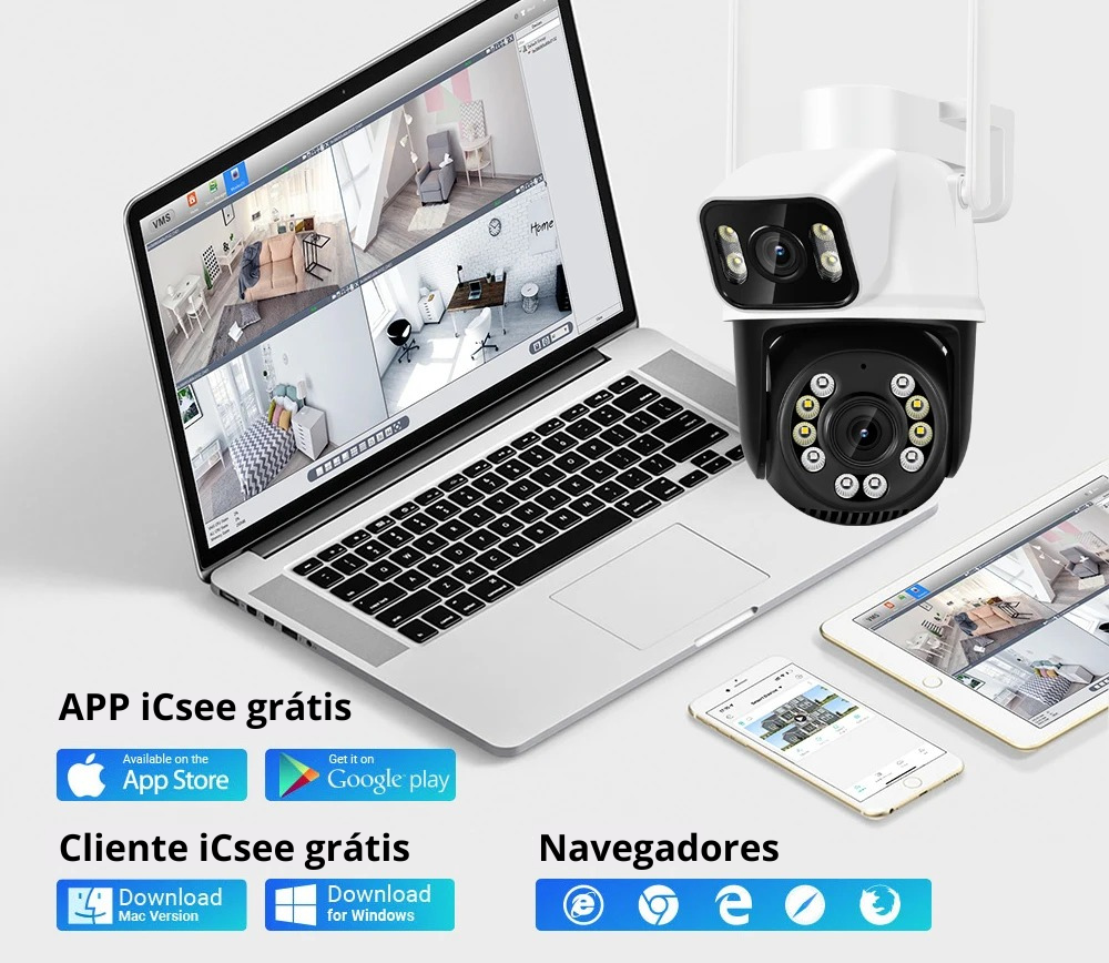 Camera de Segurança Wifi | Dupla Lente 6MP 4K